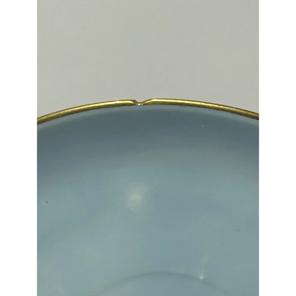 Mitsu-Boshi Japan Porcelain Saucer Blue White Egrets Herons‎ Gold Trim Set of 4